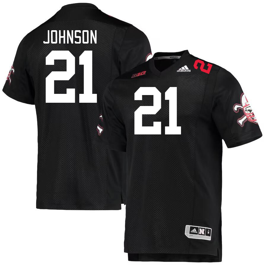 #21 Emmett Johnson Nebraska Cornhuskers Jerseys Football Stitched-Black